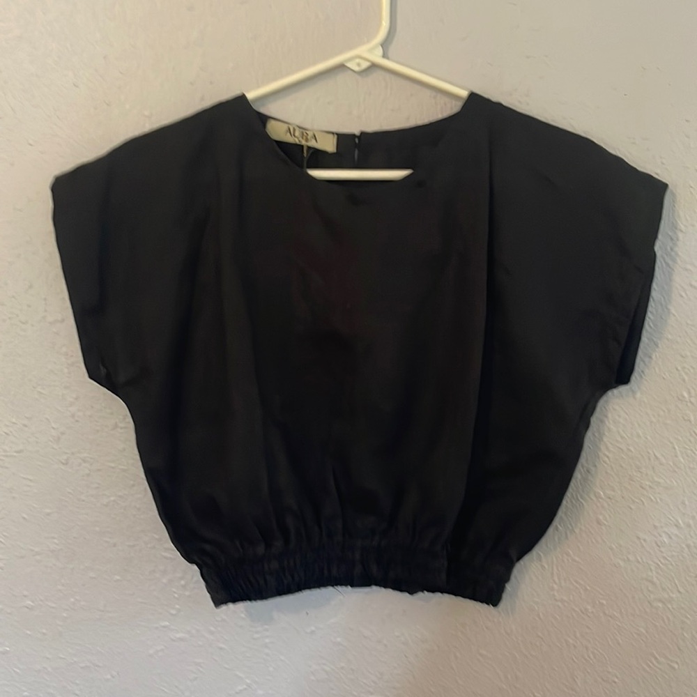 Organic Black Linen Crop Top